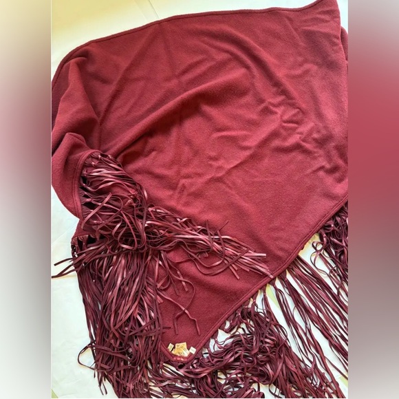 Hermes Cashmere Burgundy Fringe Shawl - Picture 5 of 8